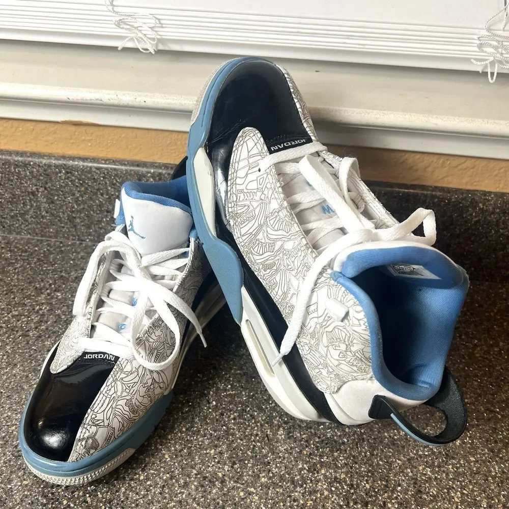 NIKE Air Jordan Dub Zero University of Blue White/Grey Sneaker 311046 114 Mens 8